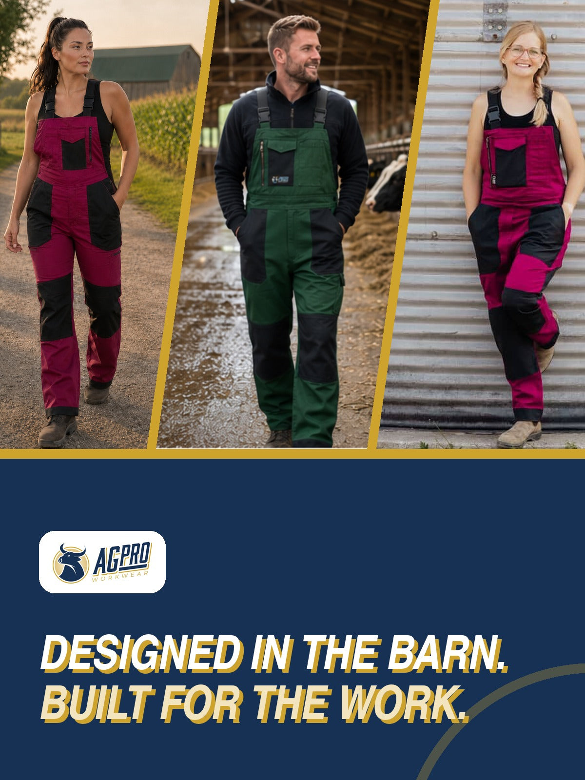 AgPro Workwear farm overalls for men and women. Designed in the barn. Built for the work.